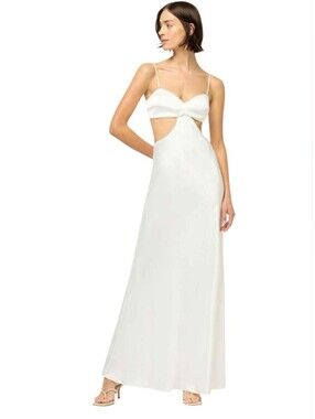 Michael LO Sordo symic cut‎ out crystal embellished silk satin gown Size 10